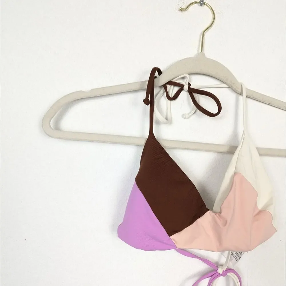 NWT L*Space Sea Glass Color Block Bikini Top Size L